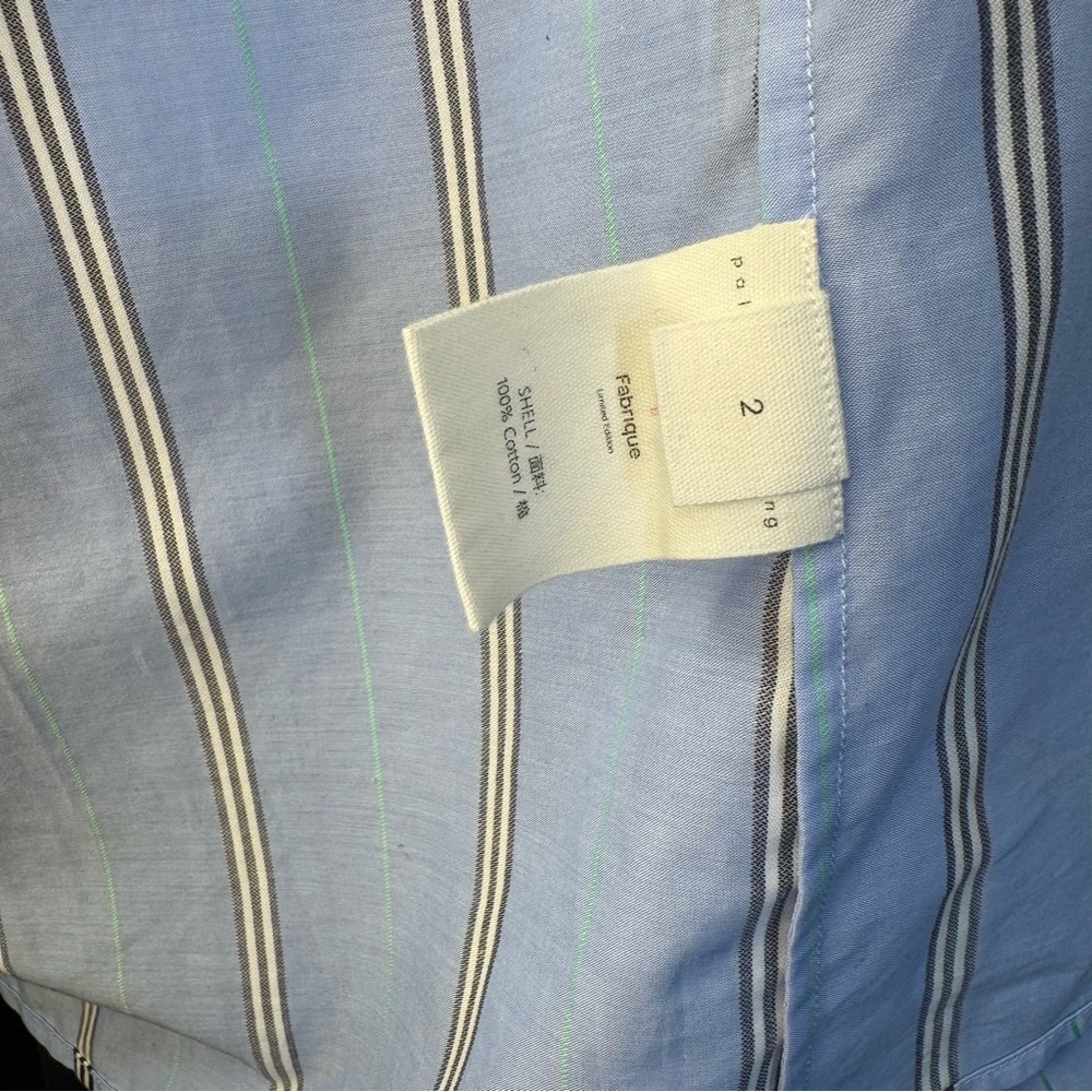 Palmer//Harding Sara Striped Cotton Neck Tie Shirt Blue 2 - Picture 6 of 6
